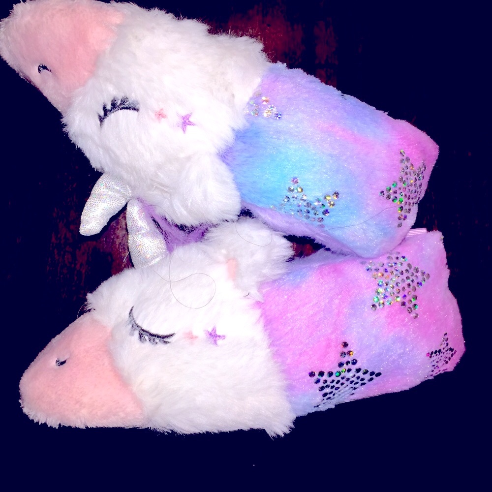 🦄Magical Unicorn White Pink Purple Fluffy Slippers🌸 11.5 Toddler - Picture 4 of 9